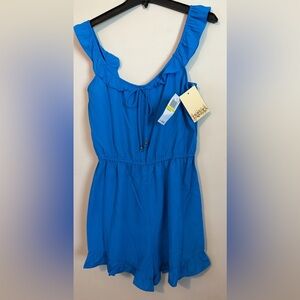BeBop Royal Blue Sleeveless Tie-Front Romper